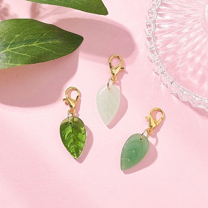 3шт. лист ручной работы подвесные украшения лэмпворк, Сплав с застежками когтя омара