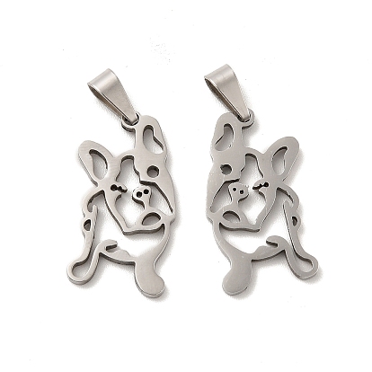 Pendentifs en acier inoxydable, charmes de contour de chien