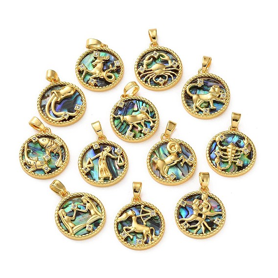 Латунные микропаве прозрачные подвески с фианитом, с Пауа оболочке, реальный 18 k позолоченный