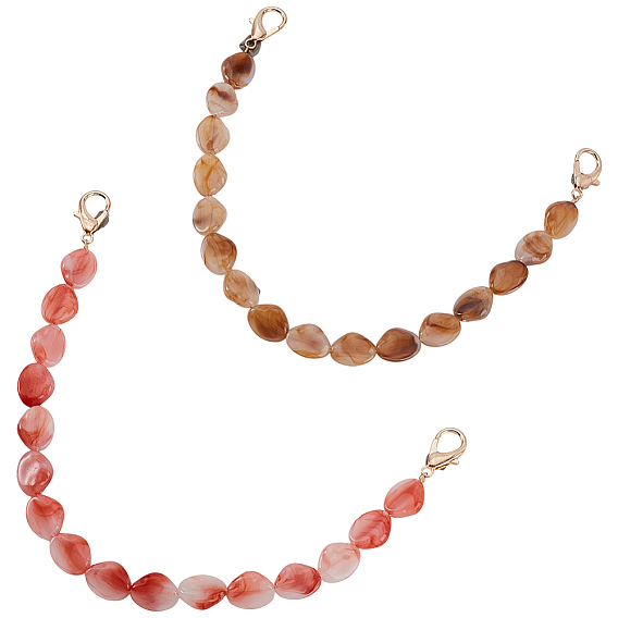 2шт 2 цвета сумка цепочка ремни, с акриловыми бусинами и пружинными кольцами из легкого золотого сплава, для аксессуаров для замены сумок