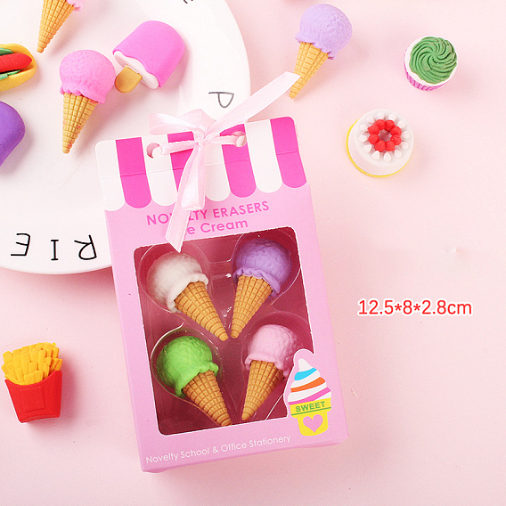 Имитация пищевых ластиков, школьные принадлежности, рожок мороженого