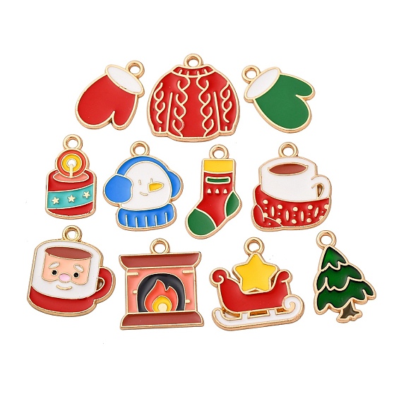 Рождественские эмали сплава подвески, золотые