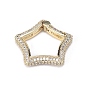 Brass Micro Pave Clear Cubic Zirconia Spring Gate Rings, Long-Lasting Plated, Star