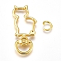 Alloy Swivel Lobster Clasps, with Iron Jump Rings, Cat Shape