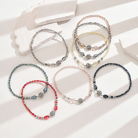 Браслеты на ногу из цветного стекла и сплава для женщин, , универсальный и простой