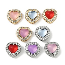 Resin Sew on Rhinestone, with Brass Micro Pave Cubic Zirconia Findings, Heart