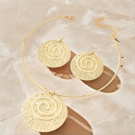 Железные подвески и серьги-подвески, золотые, плоские круглые с спирали