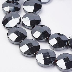 Non-magnetic Synthetic Hematite Beads Strands, Faceted, Flat Round