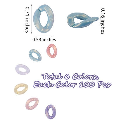600шт 6 акриловые соединительные кольца, окрашенные аэрозольной краской, прорезиненный стиль, разъемы для быстрой связи, для изготовления бордюрных цепей, твист