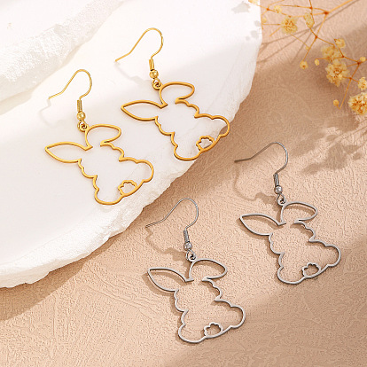 201 из нержавеющей стали болтаться серьги, полый кролик