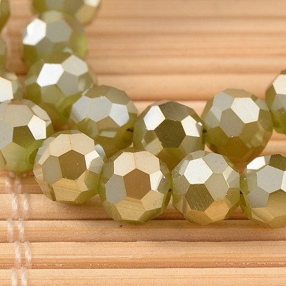 Граненый круглый гальванизированный карандаш из нефрита и опалитового стекла, 6 мм, отверстие : 1 мм, около 86 шт / нитка, 19 дюйм