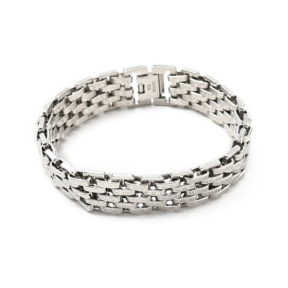201 Stainless Steel Watch Band Bracelets, with 304 Stainless Steel Clasps