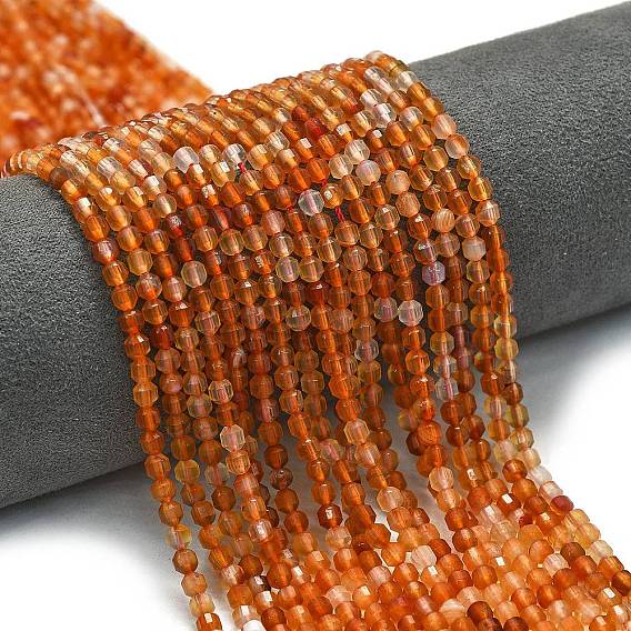 Природного сердолика нитей бисера, энергетическая призматическая огранка с двойными концами бусины, граненые двухконусные