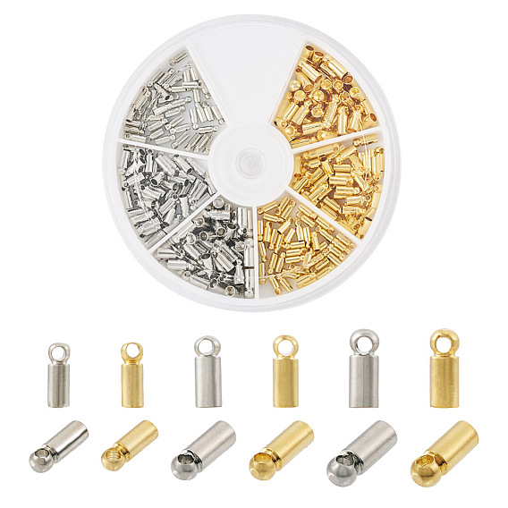 240шт 6 латунный наконечник шнура, Торцевые крышки, колонка, для круглого шнура