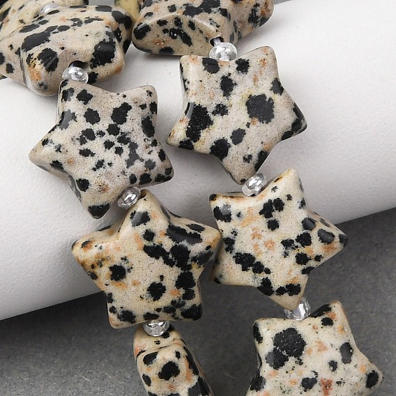 Природные яшмы далматин бисер нитей, звезда, с бисером