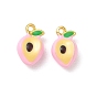 Alloy Enamel Pendants, Peach Charms, Long-Lasting Plated, Golden, Rack Plating