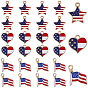 60Pcs 3 Styles Independence Day Alloy Enamel Pendants, Golden