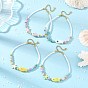 Ocean Handmade Porcelain Fish & Starfish Synthetic Turquoise & Dyed Natural Shell Beaded Anklets for Women, Golden