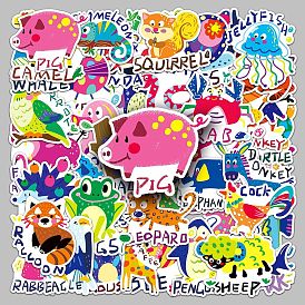 50Pcs Cartoon Animal PVC Self-Adhesive Stickers, Waterproof Decals, for DIY Albums Diary, Laptop Decoration Cartoon Scrapbooking
