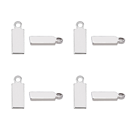304 charmes d'étiquettes vierges en acier inoxydable, rectangle