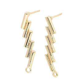 Brass Stud Earring Finding, with Horizontal Loop, Lightning Bolt