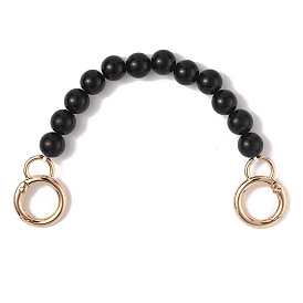 Черная пластиковая имитация жемчуга круглые ручки сумки из бисера, с пружинными кольцами из цинкового сплава, для аксессуаров для замены сумок