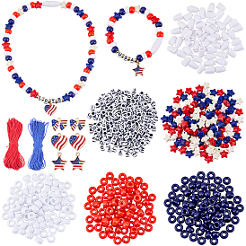 Independence Day Themed DIY Making Findings Kits, including Alloy Enamel Pendatns, Plastic Beads, Acrylic Beads, Nylon Thread, Plastic Breakaway Clasps
