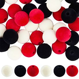 48шт. 3 цвета, бархатистые непрозрачные акриловые/пластиковые бусины, круглые