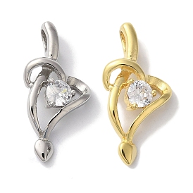 Ion Plating(IP) 304 Stainless Steel Pendants, with Clear Cubic Zirconia, Heart