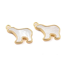 Natural Freshwater Shell Brass Bear Charms