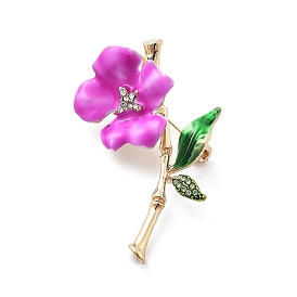 Alloy Enamel Brooch, with Rhinestone, Flower