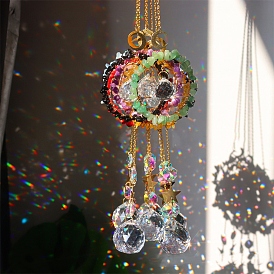 Crystal Glass with Natural Sun Catcher Pendant, Rainbow Maker, DIY Garden & Home Decoration