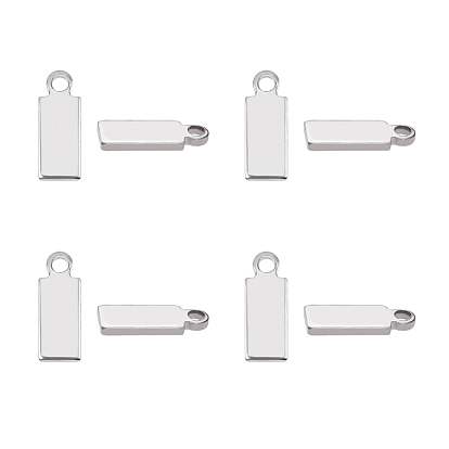 304 charmes d'étiquettes vierges en acier inoxydable, rectangle