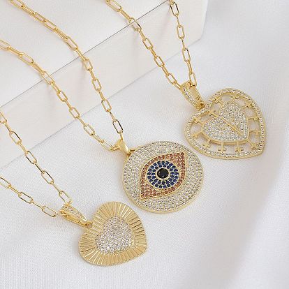 Ожерелья с подвеской из латуни с микропаве и кубическим цирконием для женщин, золотые