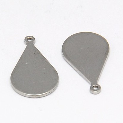 304 Stainless Steel Stamping Blank Tag Pendants, Drop, 18x10x1mm, Hole: 1mm