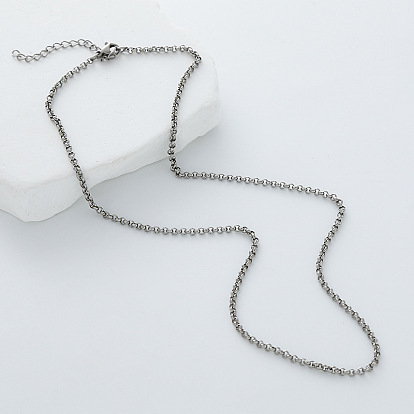 2MM 304 Stainless Steel Rolo Chain Necklaces, Tarnish Free