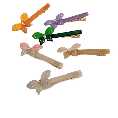 Заколки из кожи аллигатора из ацетата целлюлозы (смола), бабочка, заколка для волос без следов челки для женщин и девочек