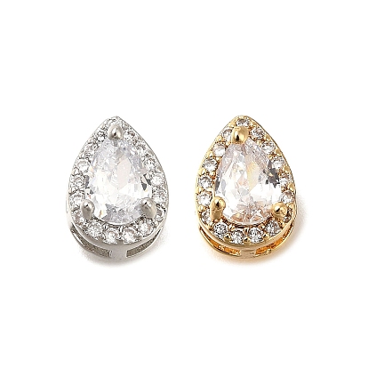 Латунные микропаве прозрачные подвески с фианитом, без кадмия, без никеля и без свинца, овальные амулеты