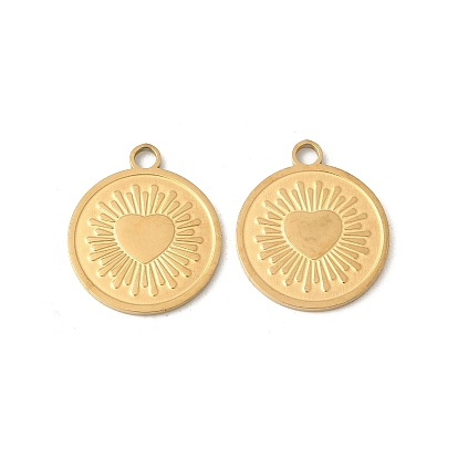 304 подвески из нержавеющей стали, плоский круглый с подвеской в виде сердца, ионное покрытие (ip)