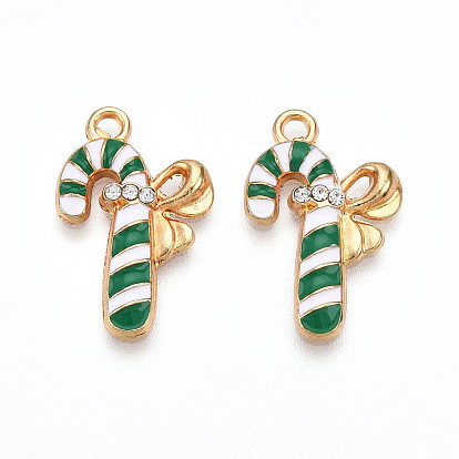 Стойки обшивки сплава эмали подвески, с кристально горный хрусталь, без кадмия, без никеля и без свинца, золотой свет, Рождество конфеты