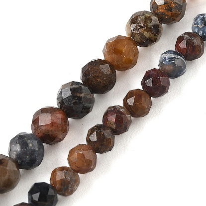 Натуральные нити бусинок из питерсутки, круглые, граненые