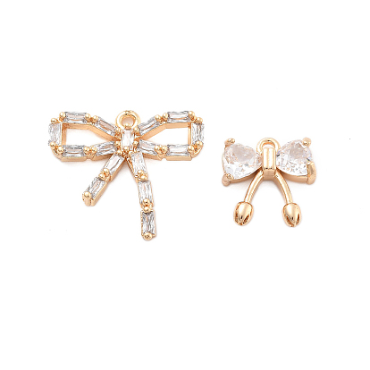 Латунные микро проложить кубического циркония подвески, бантом прелести, реальный 18 k позолоченный