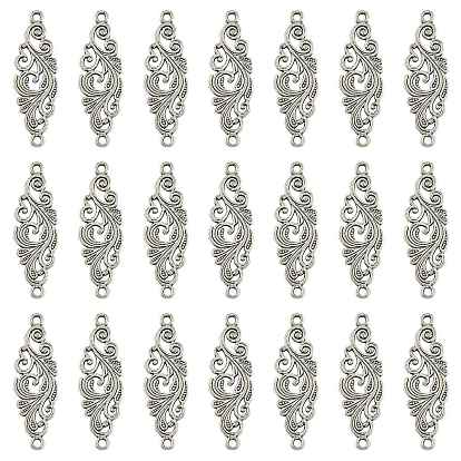 30Pcs Tibetan Style Alloy Connector Charms, Leaf Links