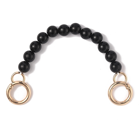 Черная пластиковая имитация жемчуга круглые ручки сумки из бисера, с пружинными кольцами из цинкового сплава, для аксессуаров для замены сумок