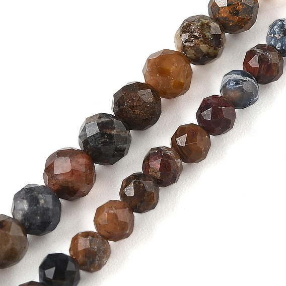 Натуральные нити бусинок из питерсутки, круглые, граненые