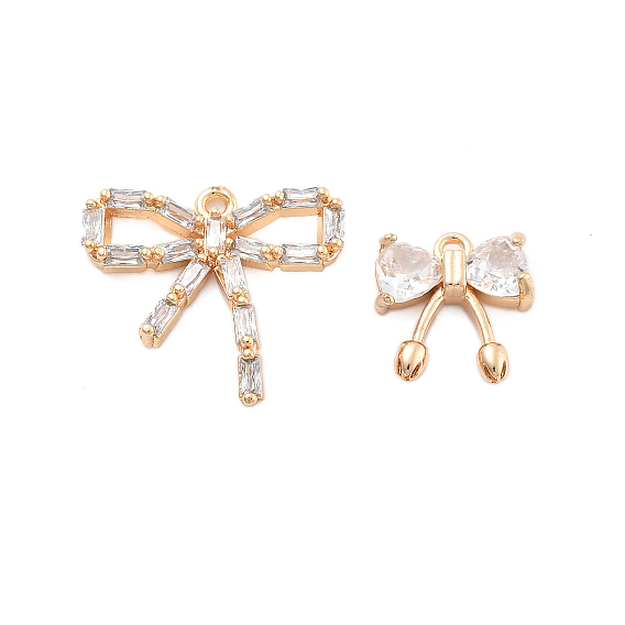 Латунные микро проложить кубического циркония подвески, бантом прелести, реальный 18 k позолоченный