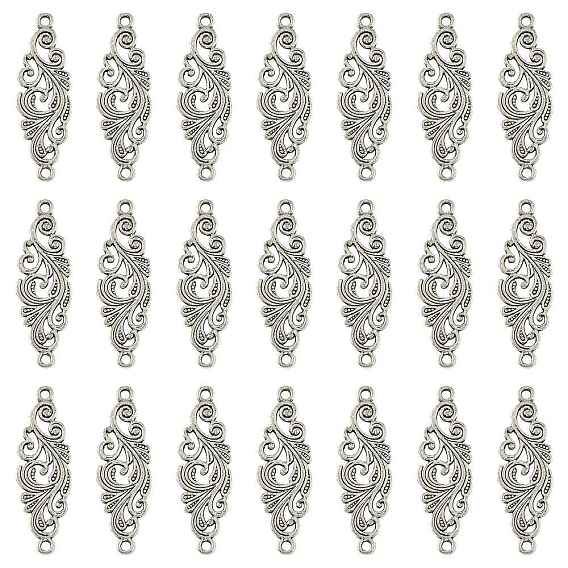 30Pcs Tibetan Style Alloy Connector Charms, Leaf Links
