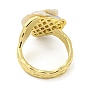 Открытое кольцо-манжета с натуральным жемчугом и цветком, латунное кольцо на палец