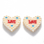 Resin Decoden Cabochons, for Valentine's Day, Heart Shaped Biscuit, with Word LOVE