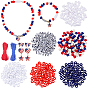 Independence Day Themed DIY Making Findings Kits, including Alloy Enamel Pendatns, Plastic Beads, Acrylic Beads, Nylon Thread, Plastic Breakaway Clasps